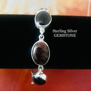 STERLING SILVER MULTI GEMSTONE BRACELET 925 ONYX